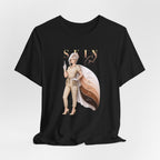 Black Skin Girl Fitz I Radiant esthetician graphic t-shirt front view displaying artwork