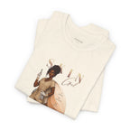 Folded natural color Skin Girl Fitz 5 Powerful esthetician graphic t-shirt displaying full front artwork