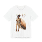 White Skin Girl Fitz 5 Powerful esthetician graphic t-shirt front view displaying artwork