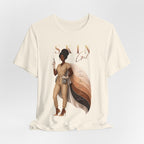 Natural Skin Girl Fitz 6 Unstoppable esthetician graphic t-shirt featuring Fitzpatrick spectrum cape design